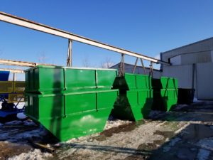 photo of new JT Fabrication Lugger bins made in canada for scrap metal waste and recycling